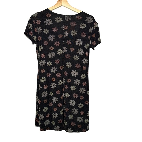 Vintage 90s Mesh Semi-Sheer Slinky Floral Dress - Picture 7 of 8